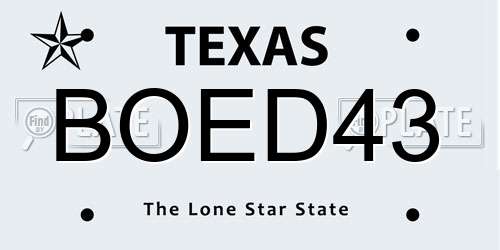 BOED43 Texas License Plate