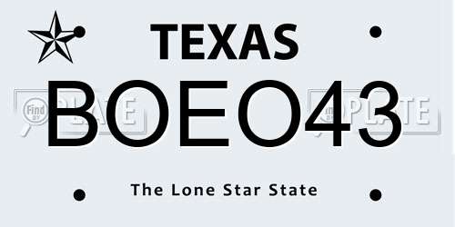 BOEO43 Texas License Plate