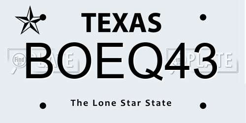 BOEQ43 Texas License Plate