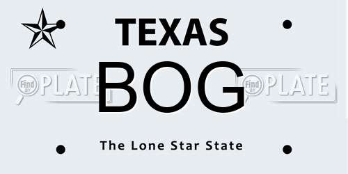 BOG Texas License Plate
