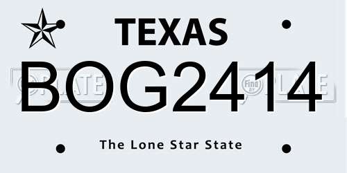 BOG2414 Texas License Plate
