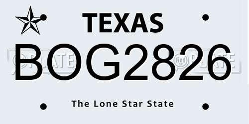 BOG2826 Texas License Plate