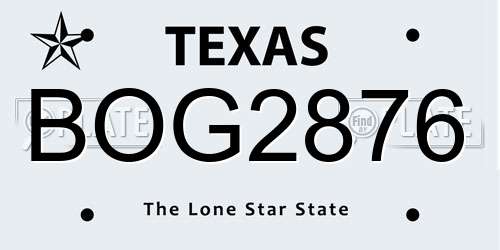 BOG2876 Texas License Plate