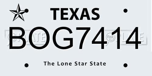 BOG7414 Texas License Plate