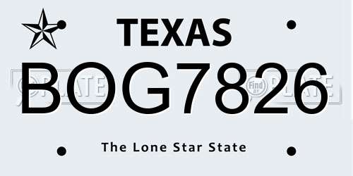 BOG7826 Texas License Plate