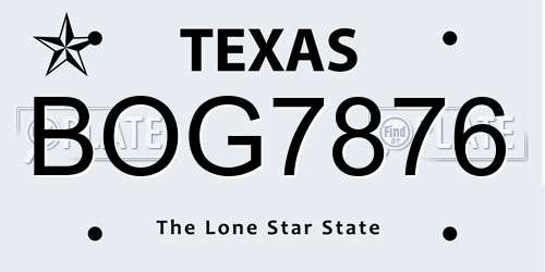 BOG7876 Texas License Plate