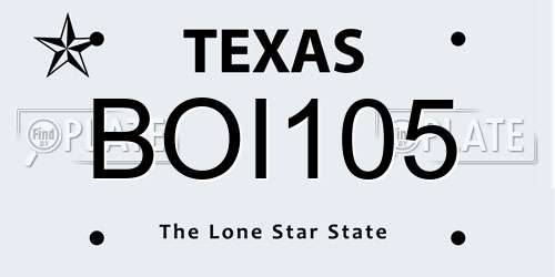 BOI105 Texas License Plate