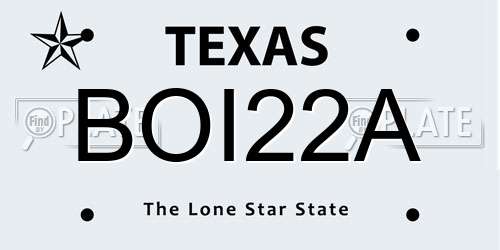 BOI22A Texas License Plate
