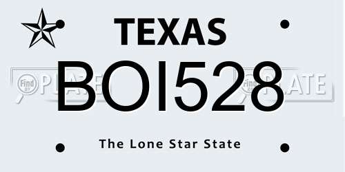 BOI528 Texas License Plate