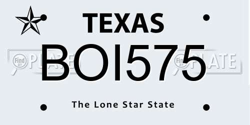 BOI575 Texas License Plate