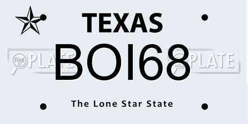 BOI68 Texas License Plate