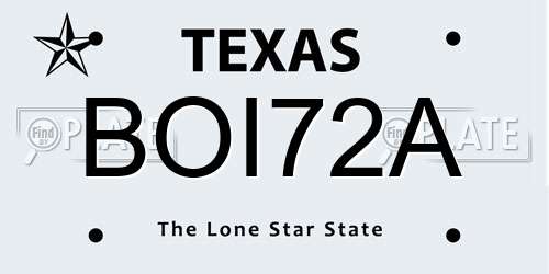 BOI72A Texas License Plate