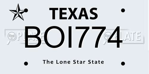BOI774 Texas License Plate