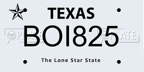 BOI825 Texas License Plate