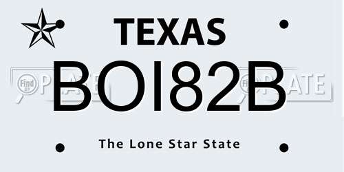 BOI82B Texas License Plate