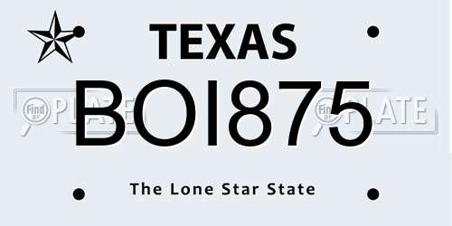 BOI875 Texas License Plate