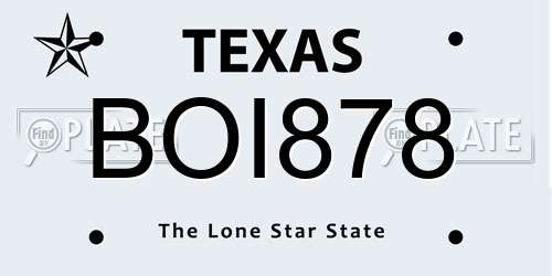 BOI878 Texas License Plate