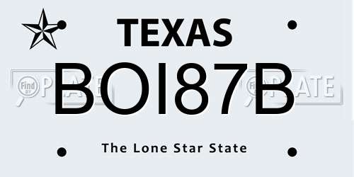 BOI87B Texas License Plate