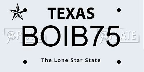 BOIB75 Texas License Plate