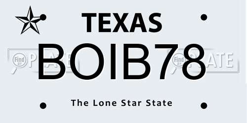 BOIB78 Texas License Plate