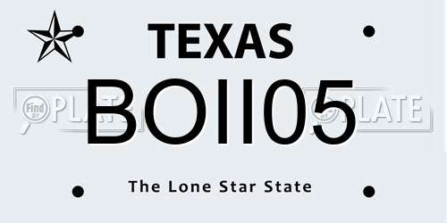 BOII05 Texas License Plate
