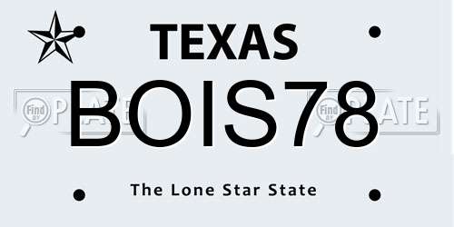 BOIS78 Texas License Plate