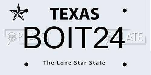 BOIT24 Texas License Plate