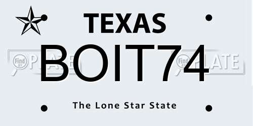BOIT74 Texas License Plate