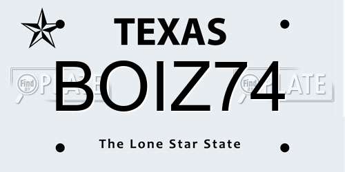 BOIZ74 Texas License Plate