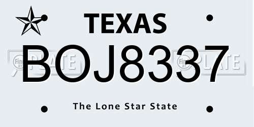 BOJ8337 Texas License Plate