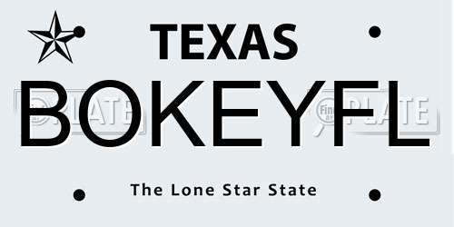 BOKEYFL Texas License Plate