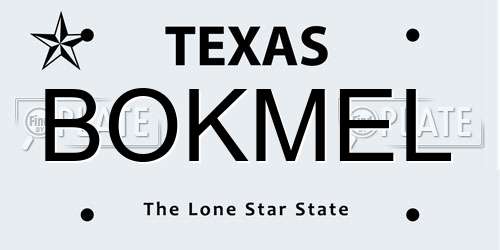 BOKMEL Texas License Plate