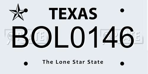 BOL0146 Texas License Plate