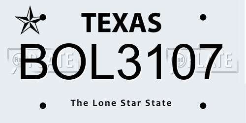 BOL3107 Texas License Plate