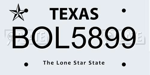 BOL5899 Texas License Plate