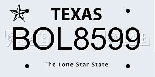 BOL8599 Texas License Plate