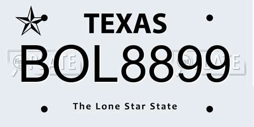 BOL8899 Texas License Plate