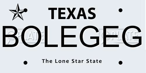 BOLEGEG Texas License Plate