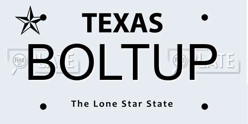 BOLTUP Texas License Plate