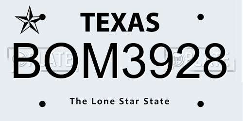 BOM3928 Texas License Plate