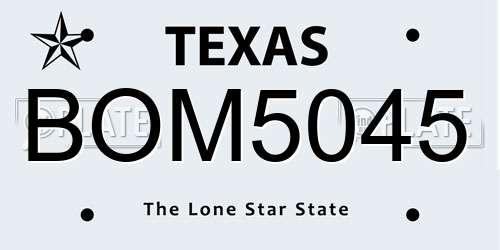 BOM5045 Texas License Plate