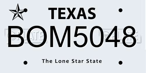 BOM5048 Texas License Plate