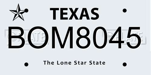 BOM8045 Texas License Plate
