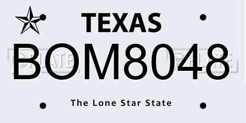 BOM8048 Texas License Plate
