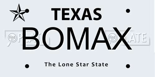 BOMAX Texas License Plate