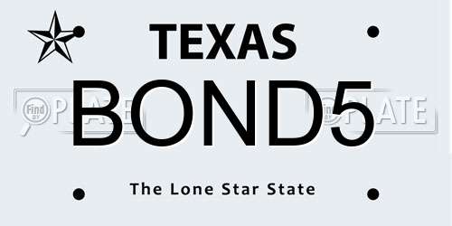BOND5 Texas License Plate