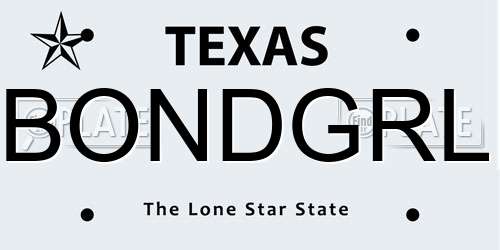 BONDGRL Texas License Plate