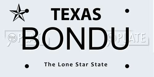 BONDU Texas License Plate