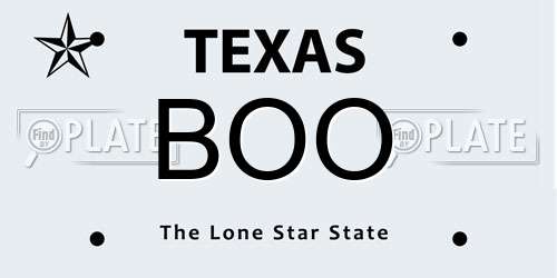 BOO Texas License Plate
