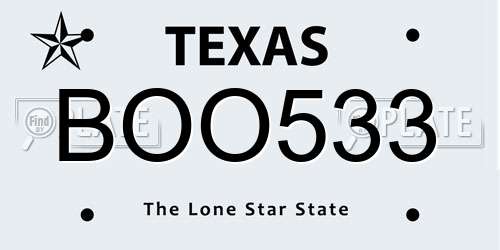 BOO533 Texas License Plate